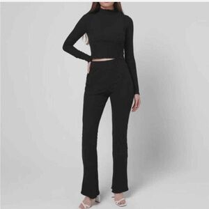 GOOD AMERICAN RIBBED FLARE PANT | BLACK S/M